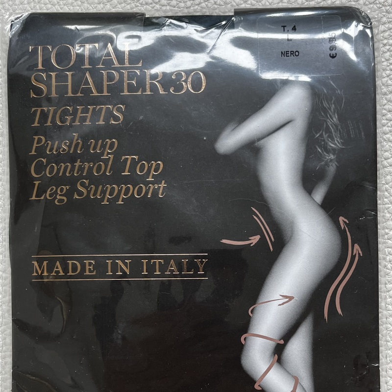 KUVA 1: CALZEDONIA Total Shaper 30 muotoilevat sukkahousut, väri Nero, koko L. Lycra.
Made in Italy
