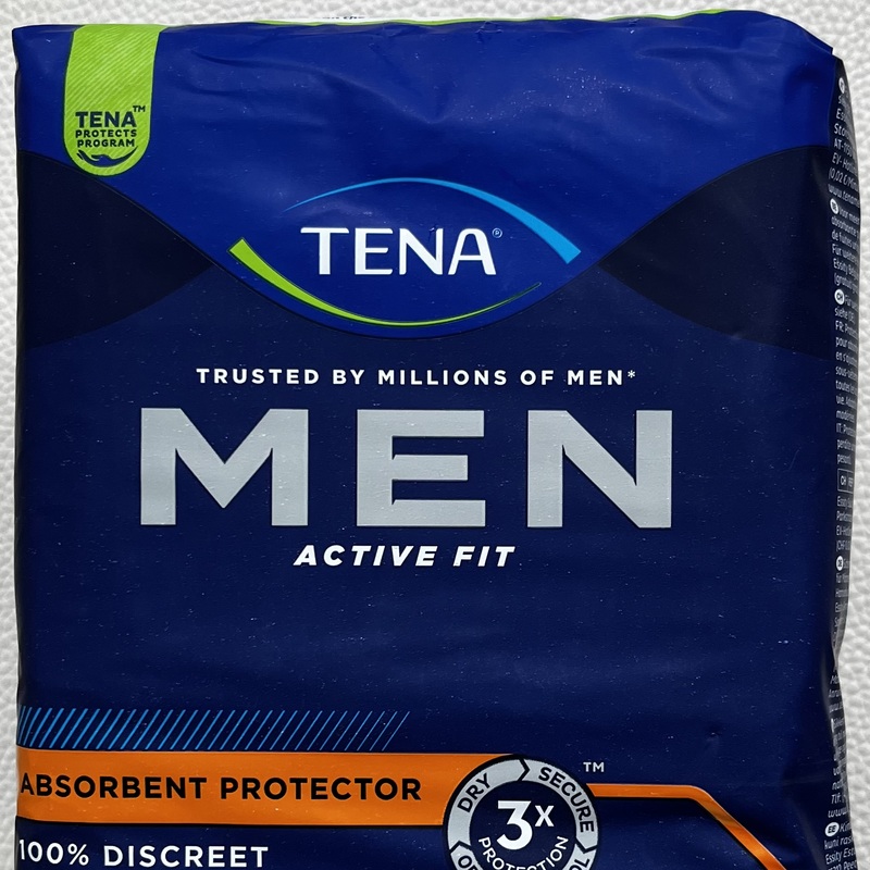 KUVA 1: Tena Men Active Fit  16 kpl, myydään  pakettina  tai yksitttäin. 
Varma ja imukykyinen suoja miesten keskivaikeaan ja vaikeaan virtsankarkailuun.